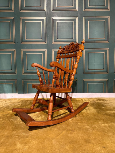 Decoratively Carved Childs Rocking Chair