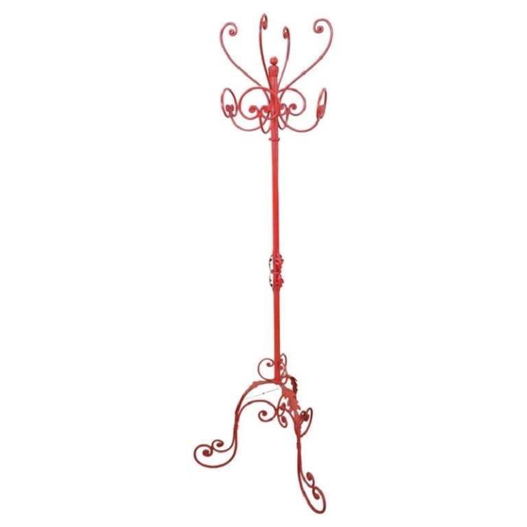 Coat hanger in red lacquered iron