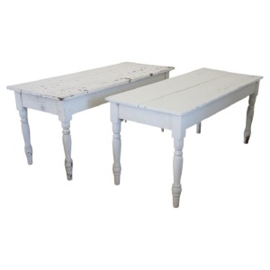 Pair of antique lacquered poplar tables, 19th century