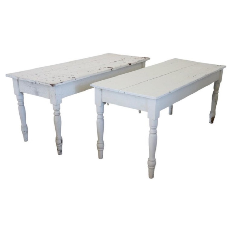 Pair of antique lacquered poplar tables, 19th century