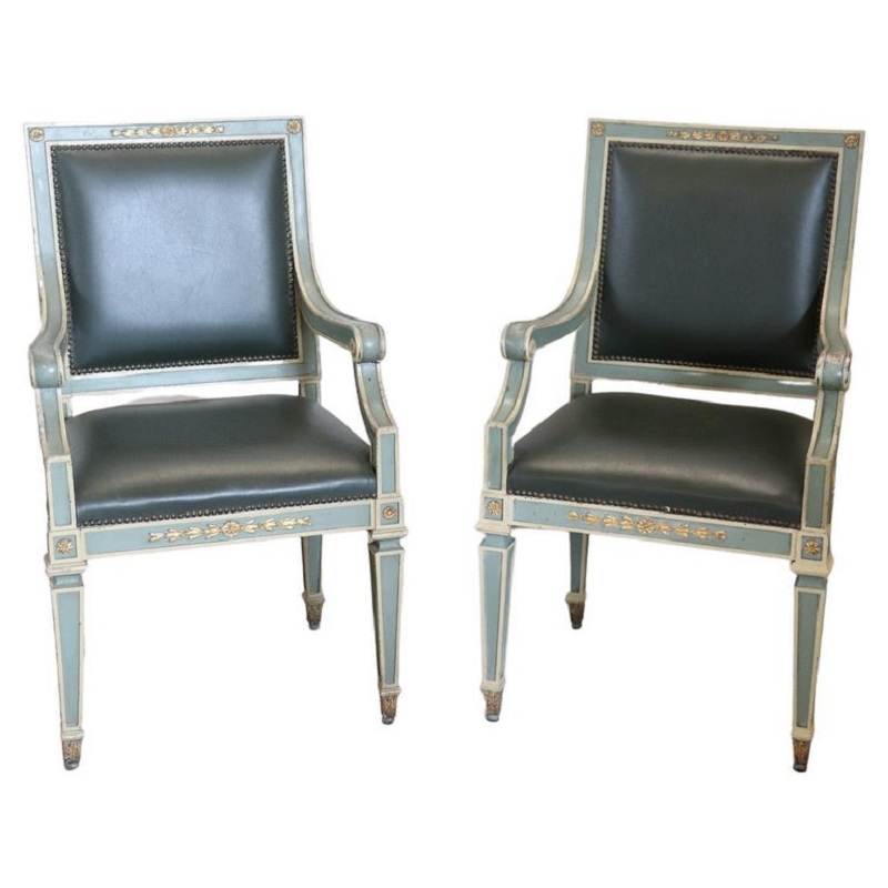 Pair of Louis XVI style armchairs