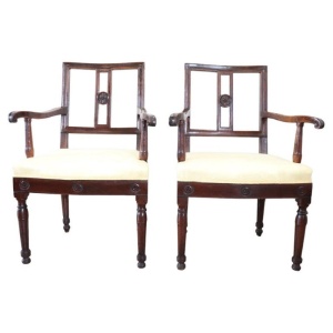 Pair of antique walnut armchairs