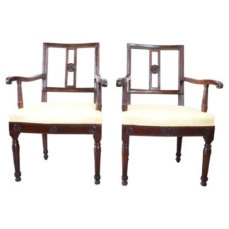 Pair of antique walnut armchairs