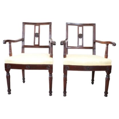Pair of antique walnut armchairs