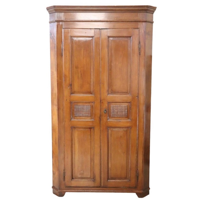 Antique solid walnut corner cabinet