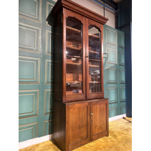 Gothic Revival Pitch Pine Bookcase With Base Cupboard