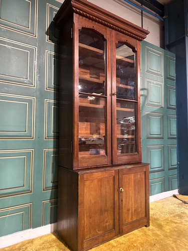 Gothic Revival Pitch Pine Bookcase With Base Cupboard