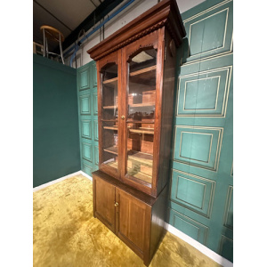 Gothic Revival Pitch Pine Bookcase With Base Cupboard