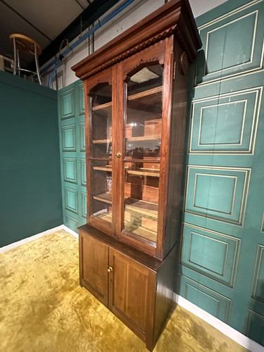 Gothic Revival Pitch Pine Bookcase With Base Cupboard