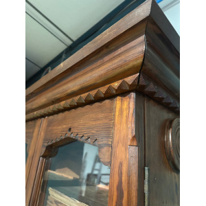 Gothic Revival Pitch Pine Bookcase With Base Cupboard