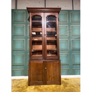 Gothic Revival Pitch Pine Bookcase With Base Cupboard