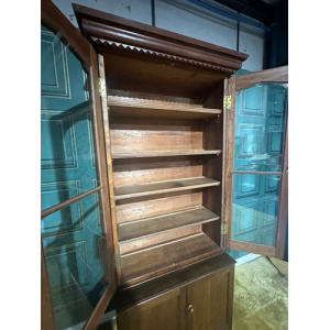Gothic Revival Pitch Pine Bookcase With Base Cupboard