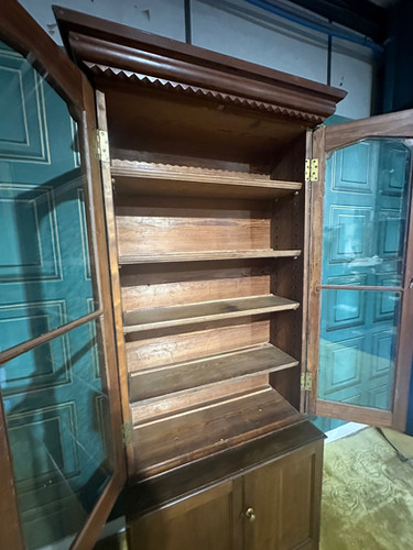 Gothic Revival Pitch Pine Bookcase With Base Cupboard