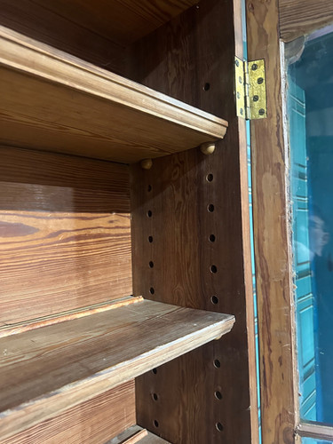 Gothic Revival Pitch Pine Bookcase With Base Cupboard