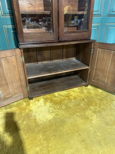 Gothic Revival Pitch Pine Bookcase With Base Cupboard