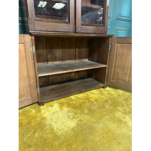 Gothic Revival Pitch Pine Bookcase With Base Cupboard