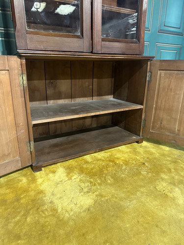 Gothic Revival Pitch Pine Bookcase With Base Cupboard