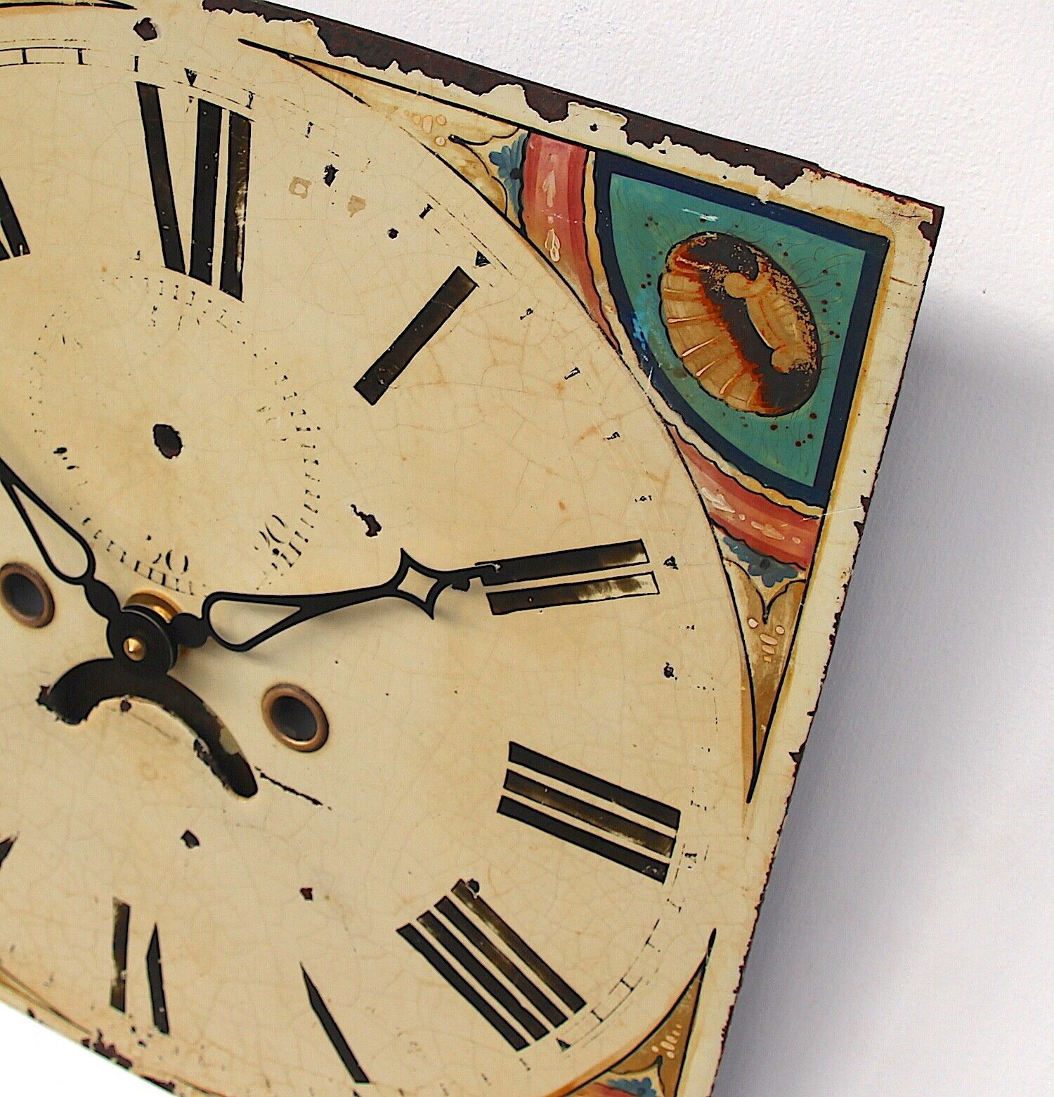 Grandfather/longcase iron clock dial. Late 18th century. Original. C.1795-1825
