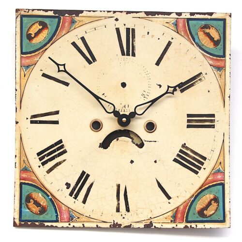 Grandfather/longcase iron clock dial. Late 18th century. Original. C.1795-1825