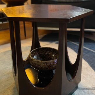 Mid century dark wood Gplan vintage hexagon retro occasion side table