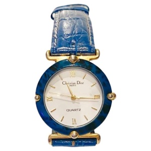 1980s Christian Dior Blue Stone Dial Quartz Watch