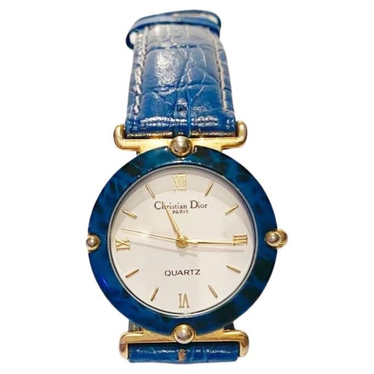 1980s Christian Dior Blue Stone Dial Quartz Watch