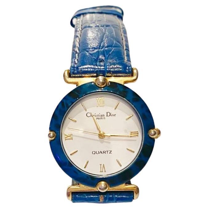 1980s Christian Dior Blue Stone Dial Quartz Watch