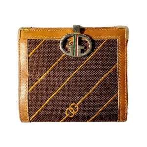 1980s Gucci Brown Canvas Logo Clutch Cards Wallet Purse