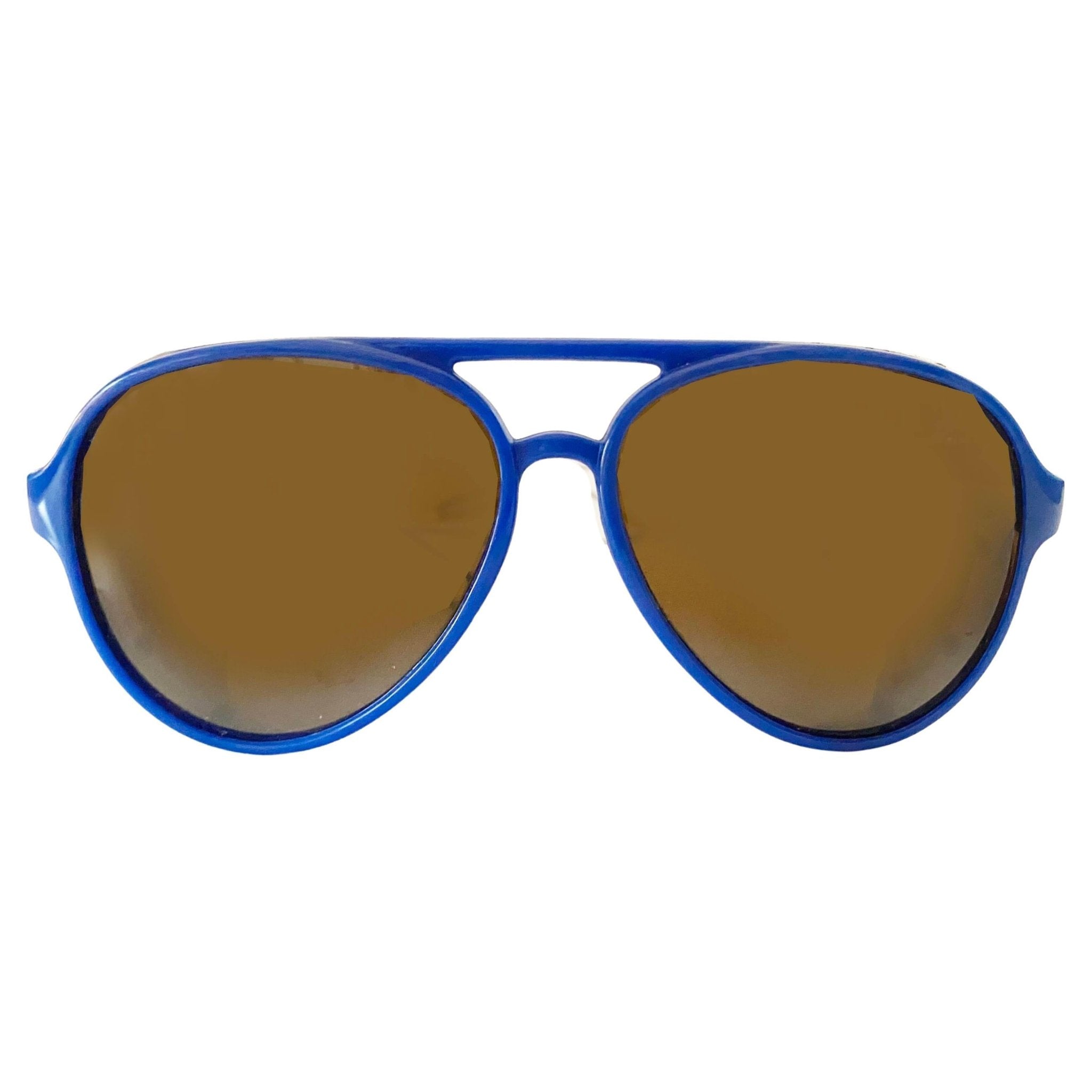1980s Rossignol Mirrored Blue Frame Sunglasses with leather side shields