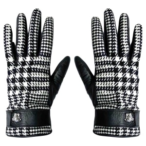 1990s Gianni Versace Dogtooth Wool Leather Winter Gloves