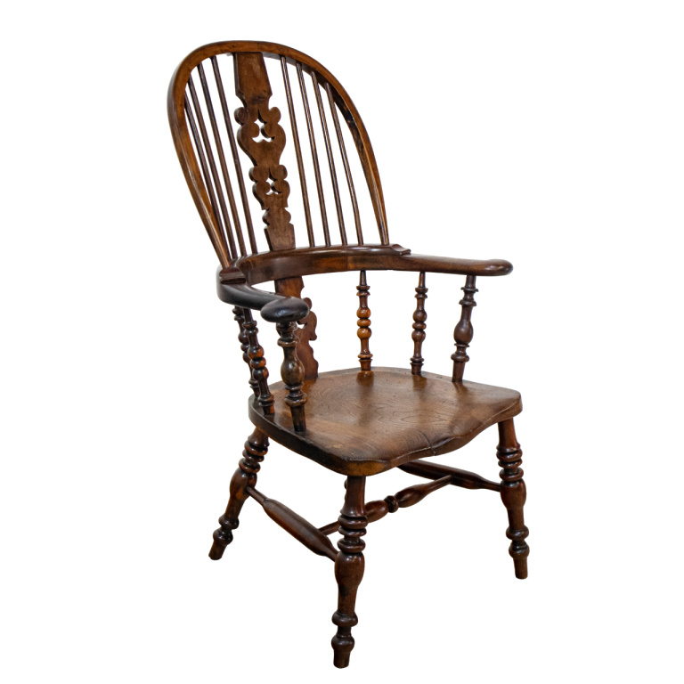 19th Century Yew High Back Windsor Chair