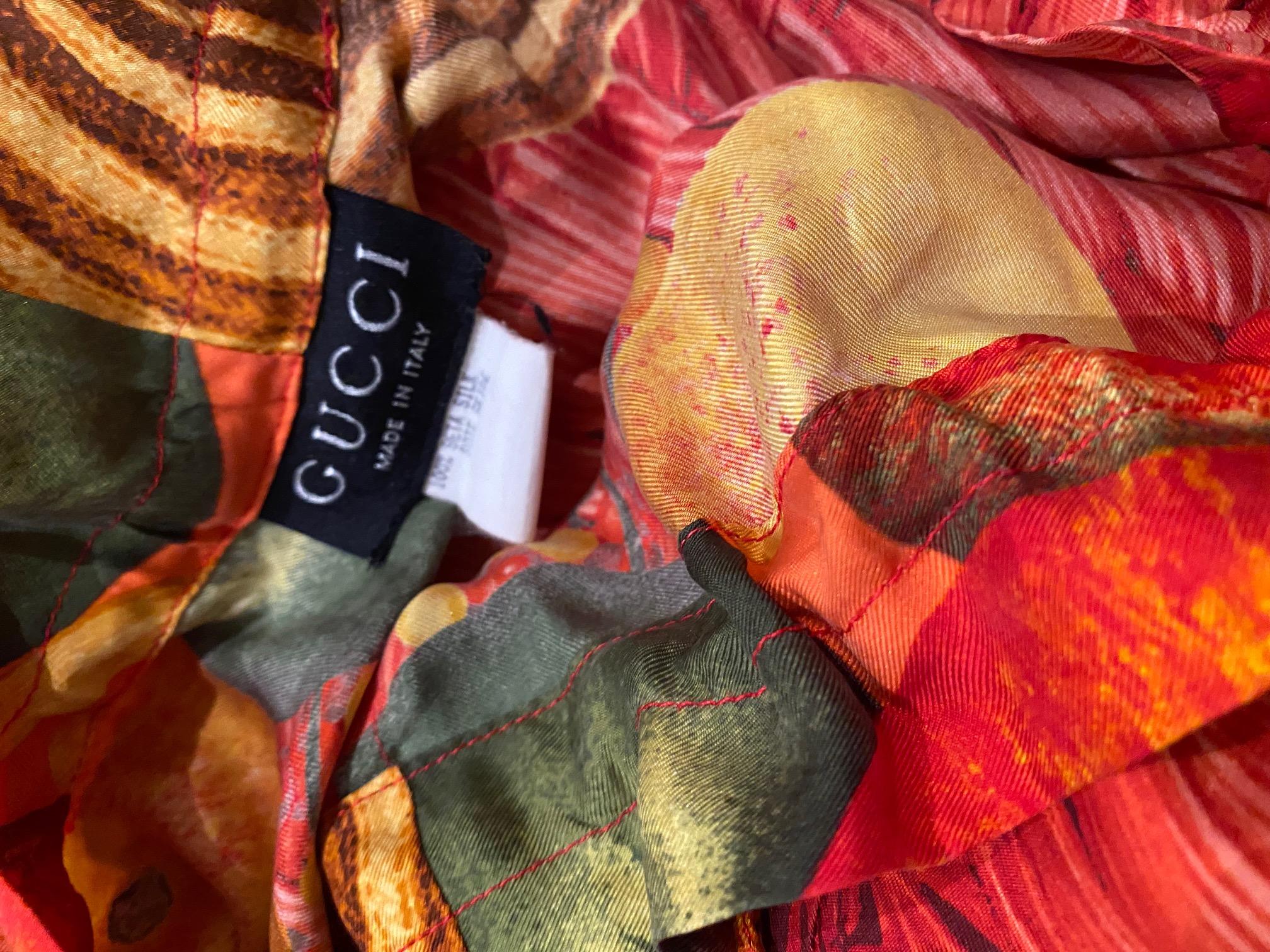 1990s Gucci by Tom Ford Exotic Print Pin Bloomer Silk Trousers
