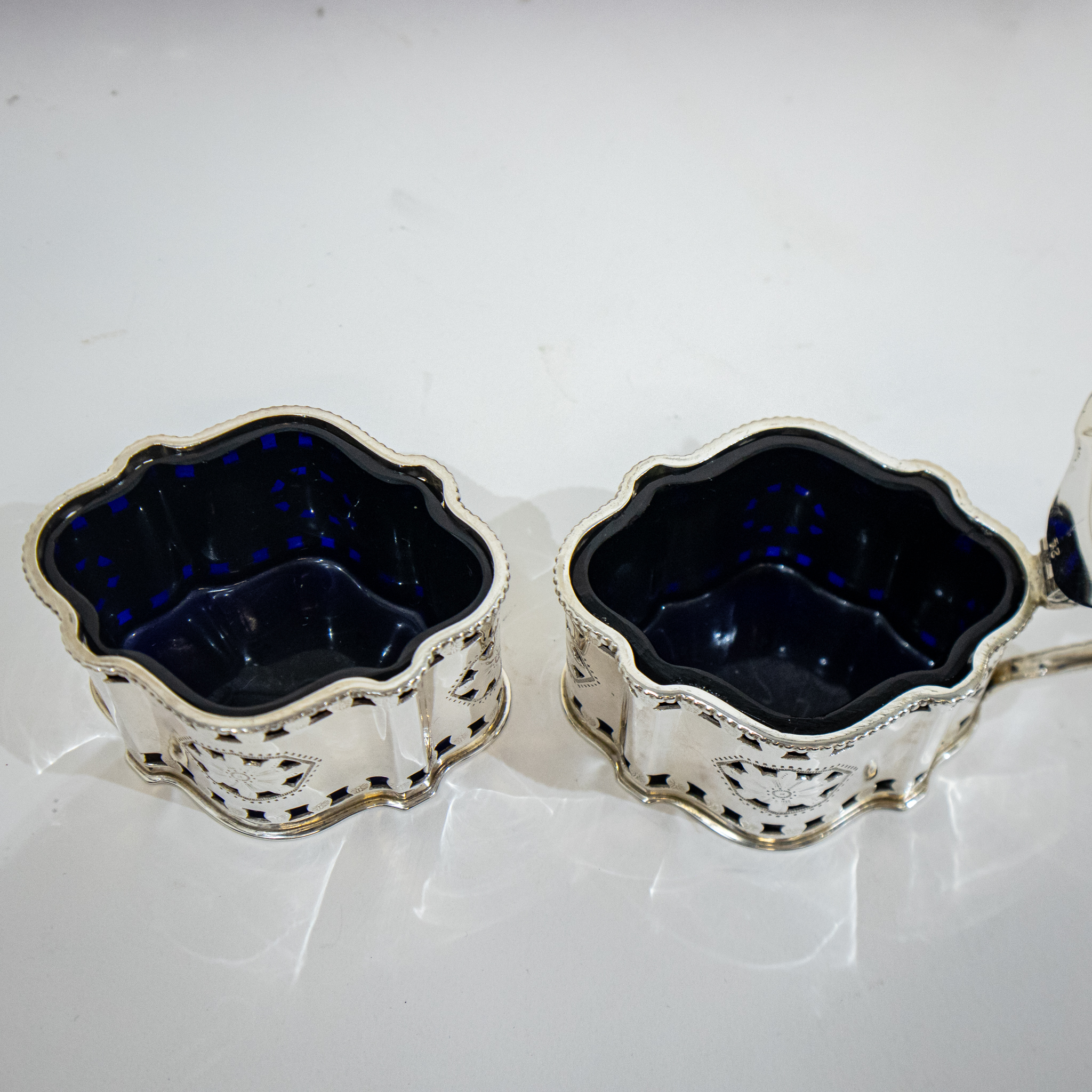 Superb Cased Silver Five Piece Cruet Set