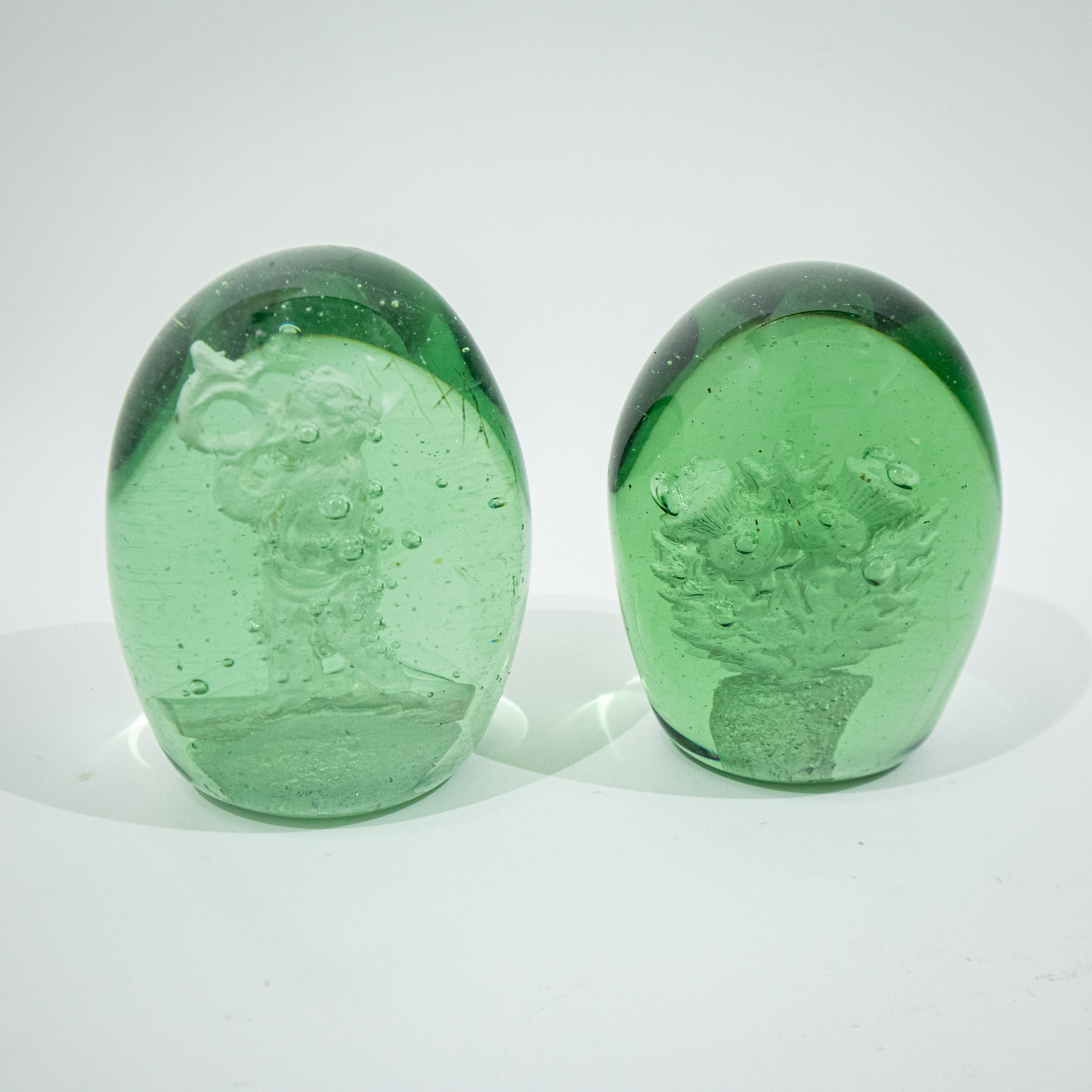 Two Green Victorian Dump Paperweights