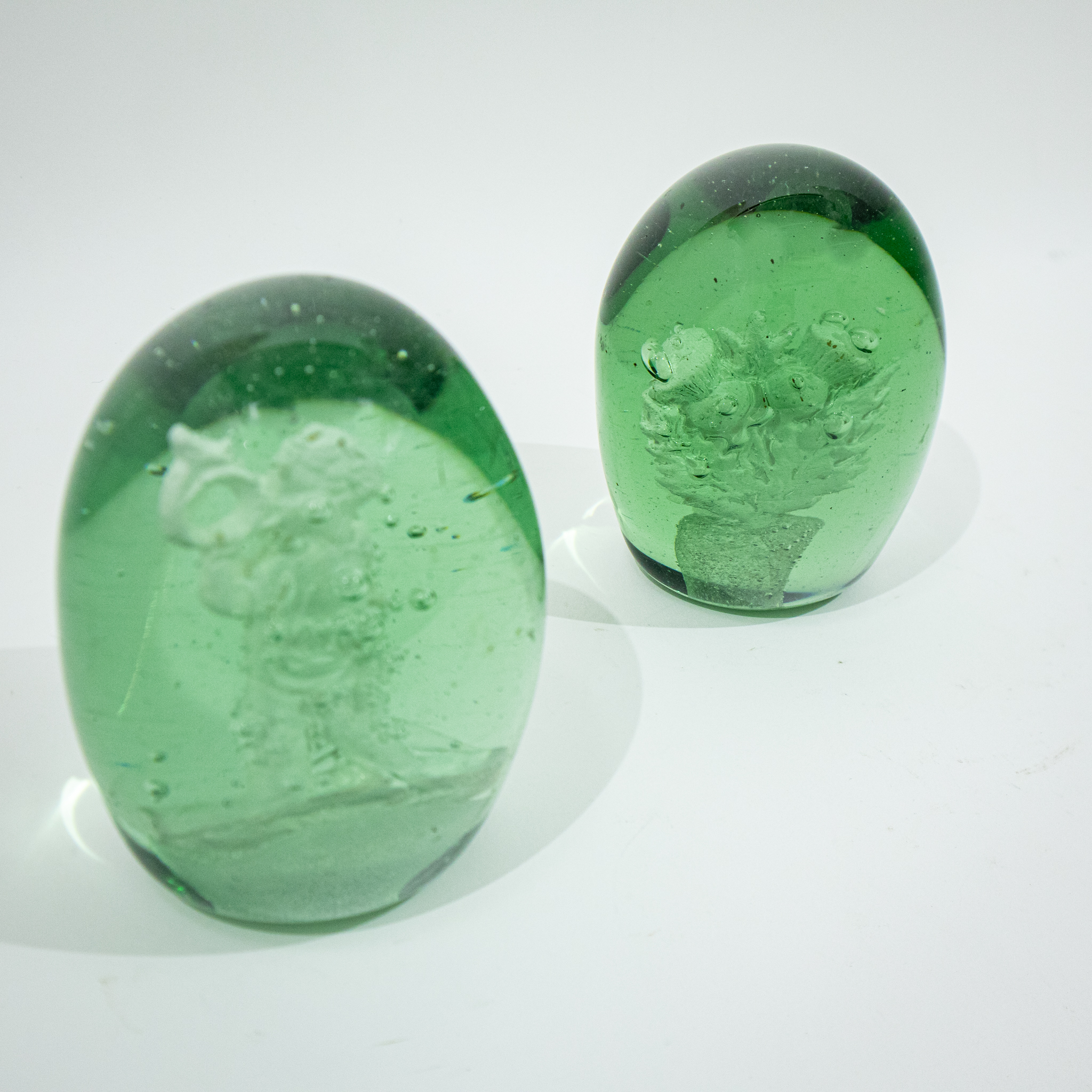 Two Green Victorian Dump Paperweights
