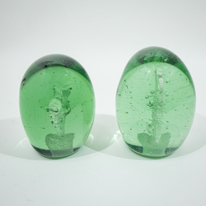 Two Green Victorian Dump Paperweights