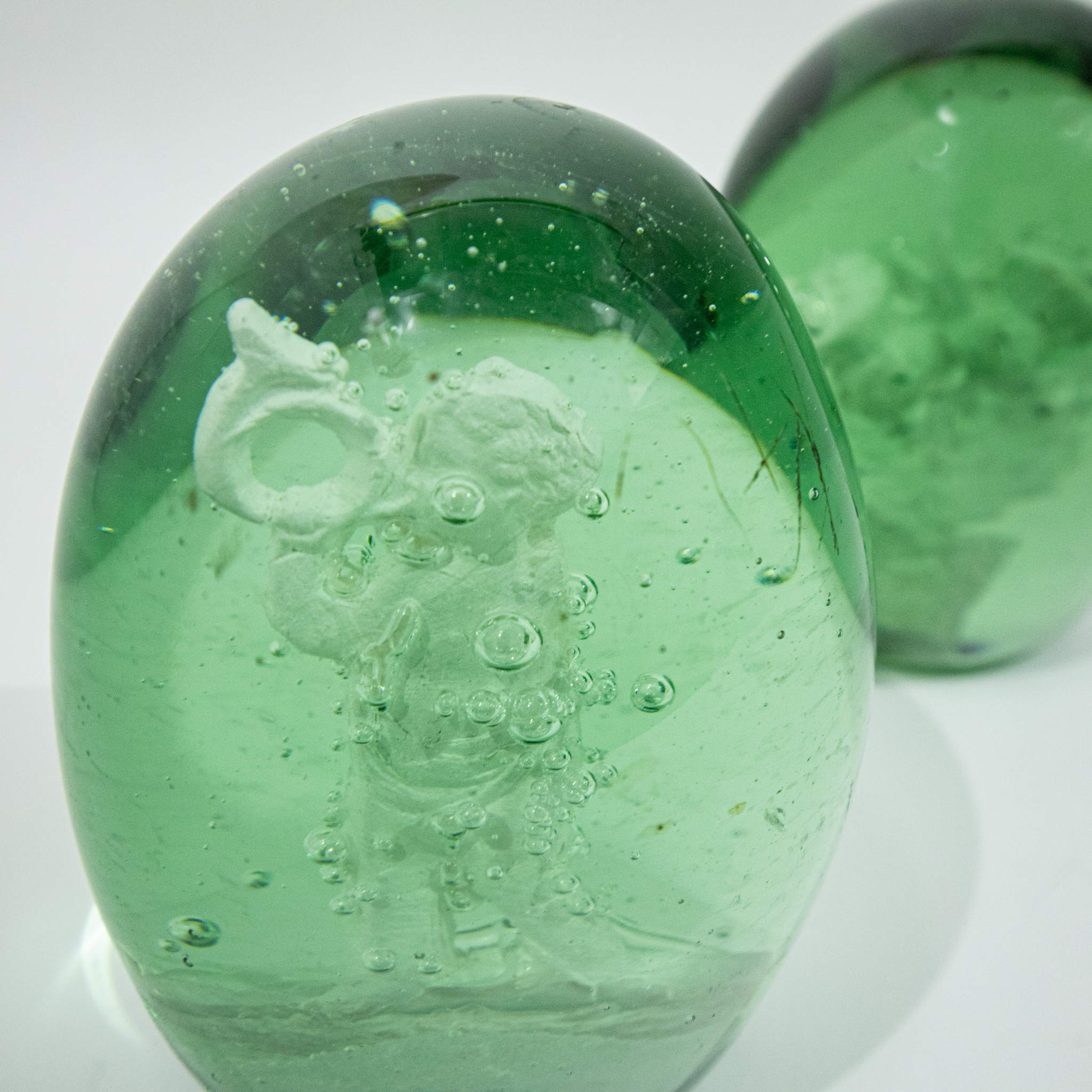 Two Green Victorian Dump Paperweights