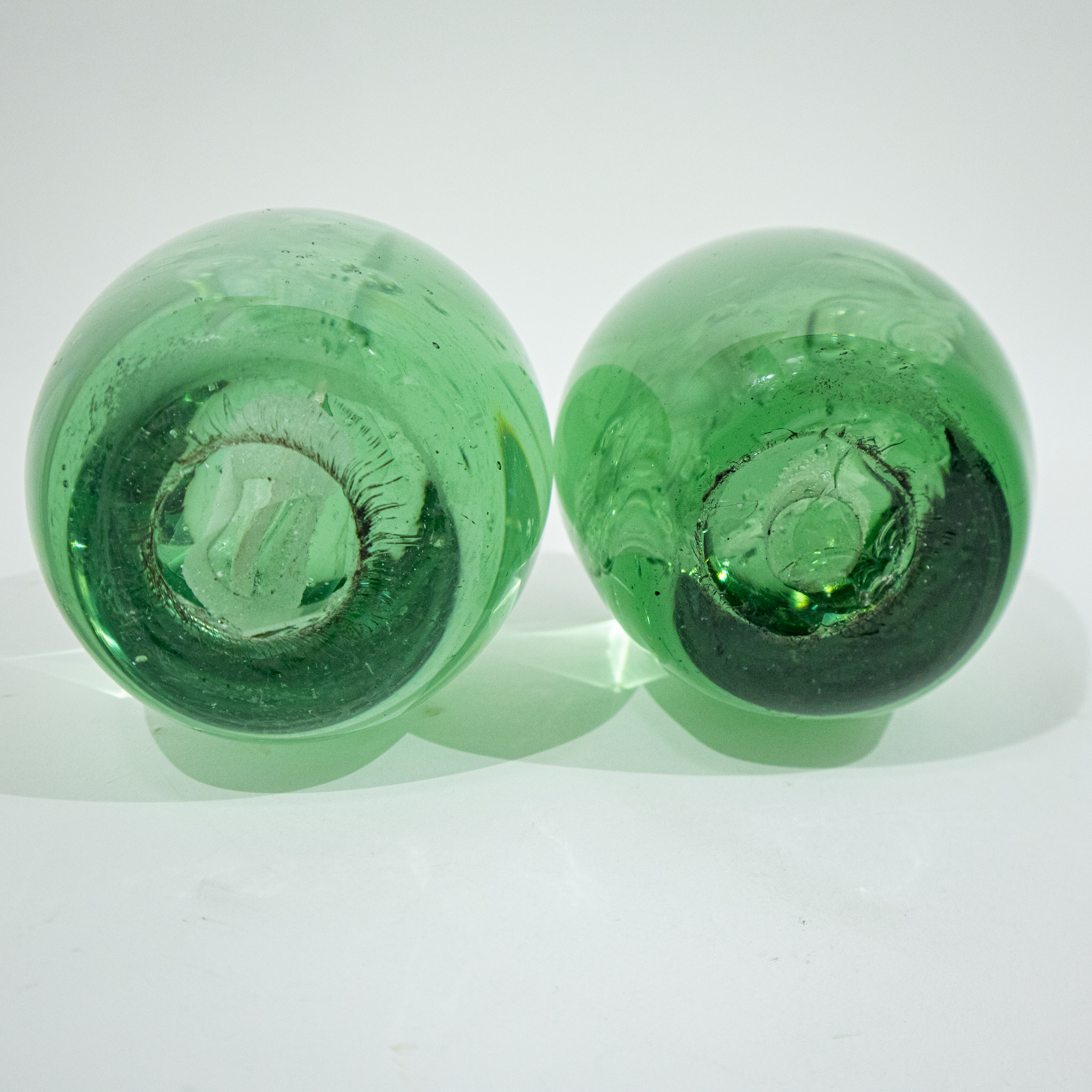 Two Green Victorian Dump Paperweights