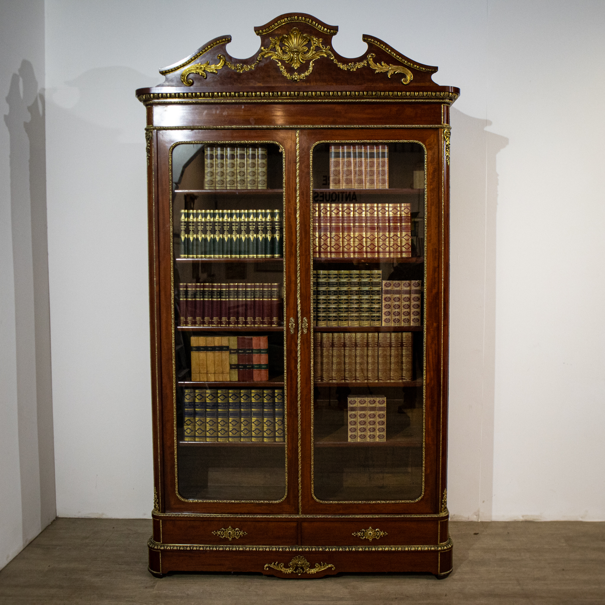 French Napoleon III Glazed Ormolu Bookcase