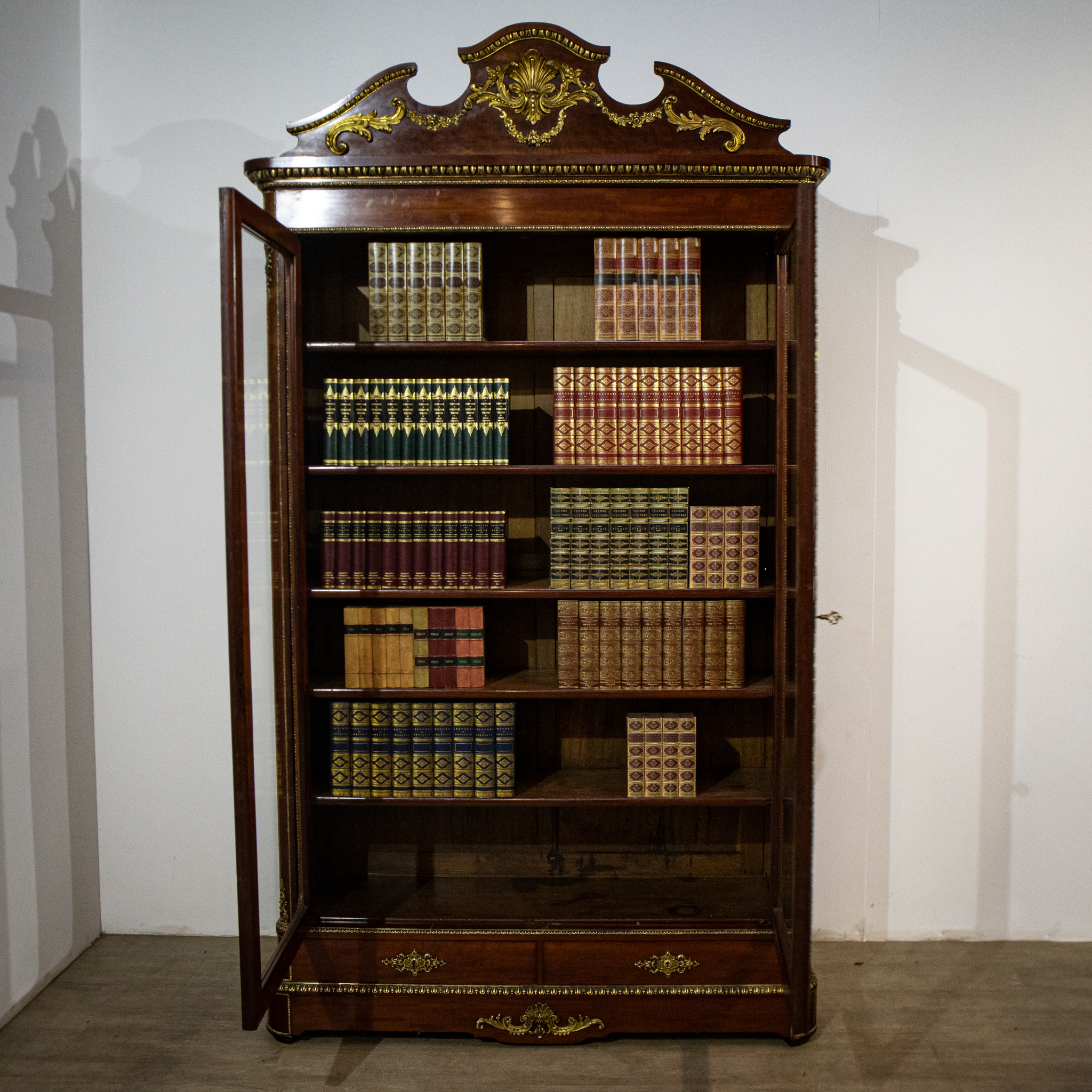 French Napoleon III Glazed Ormolu Bookcase