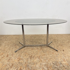 Mid Century Smoked Perspex Chairs & Glass Table
