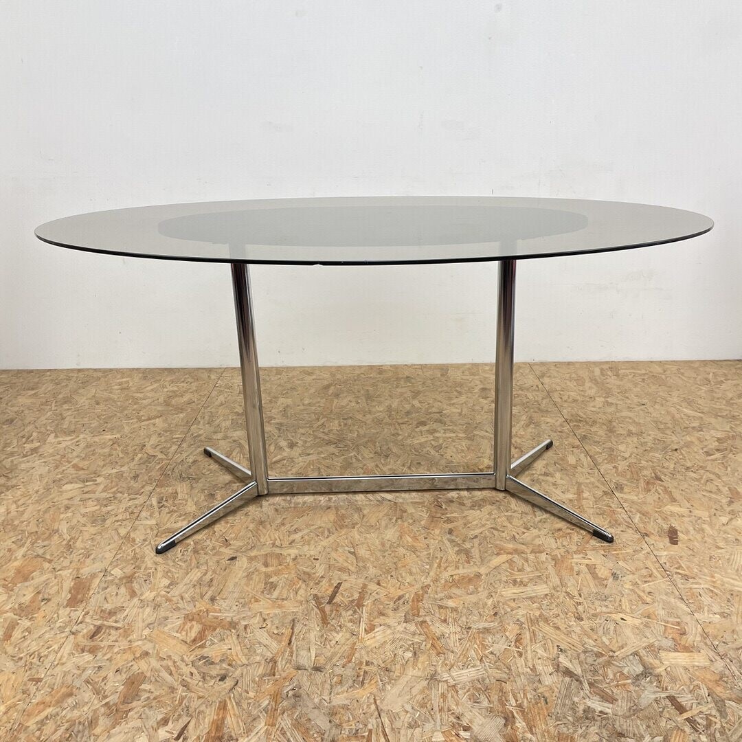 Mid Century Smoked Perspex Chairs & Glass Table