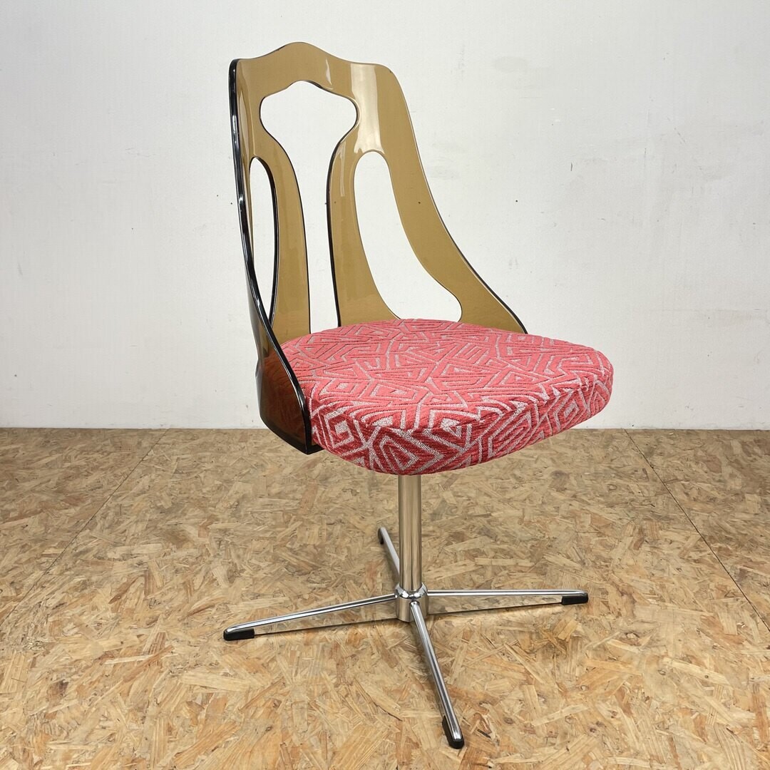 Mid Century Smoked Perspex Chairs & Glass Table