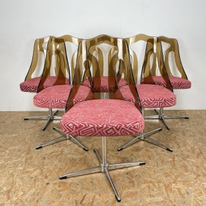 Mid Century Smoked Perspex Chairs & Glass Table