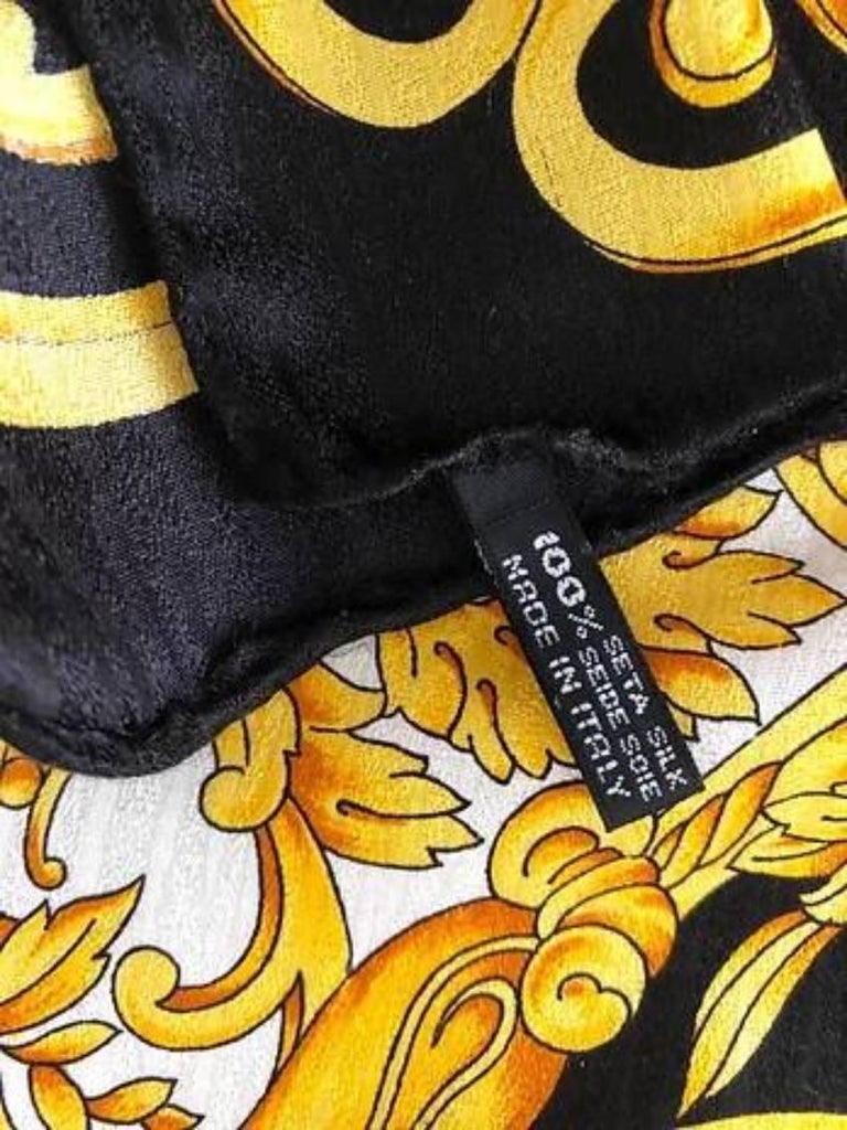 1990s Iconic Gianni Versace Medusa Barocco Print Silk Scarf