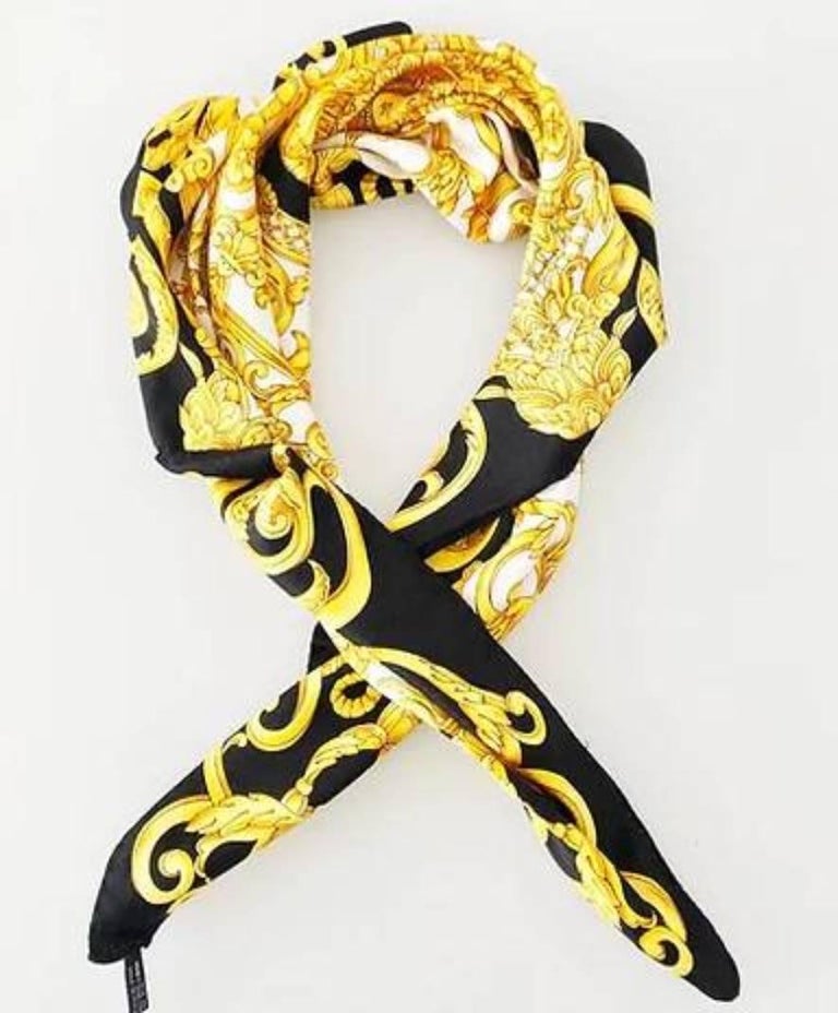 1990s Iconic Gianni Versace Medusa Barocco Print Silk Scarf