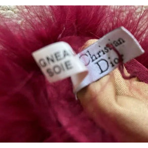 1980s Christian Dior Strawberry Red Suede Gloves with Feathered Fringes
