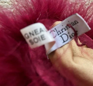 1980s Christian Dior Strawberry Red Suede Gloves with Feathered Fringes