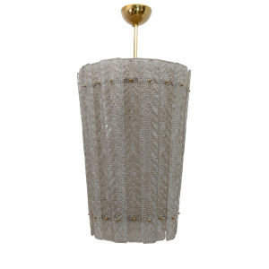 Barovier & Toso Art Dèco Style Brass Murano Glass Lantern Chandelier