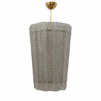 Barovier & Toso Art Dèco Style Brass Murano Glass Lantern Chandelier